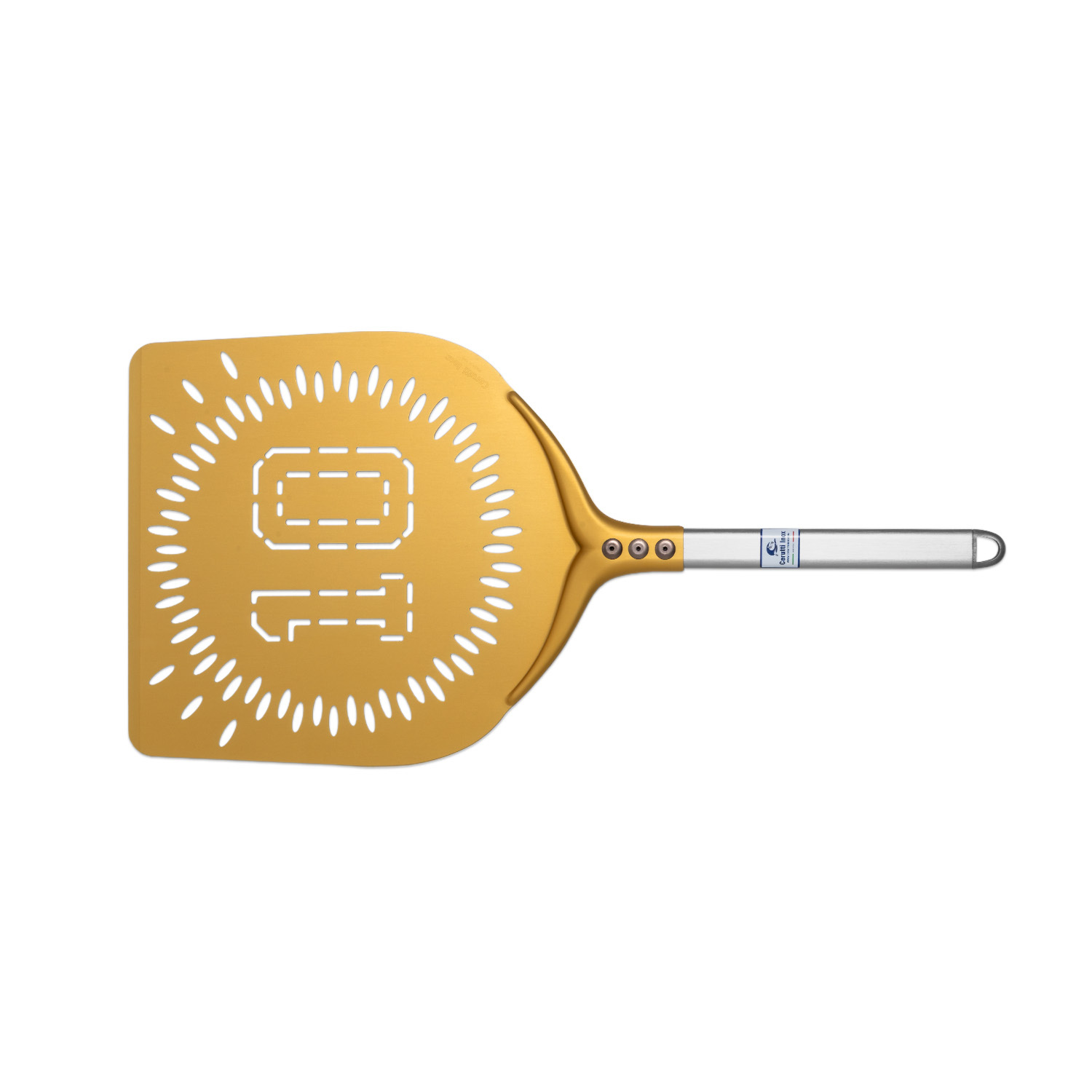 Cerutti »Napoli n° 10 GOLD« Aluminium Pizzaheber; perforiert (33 x 33 cm Kopf)