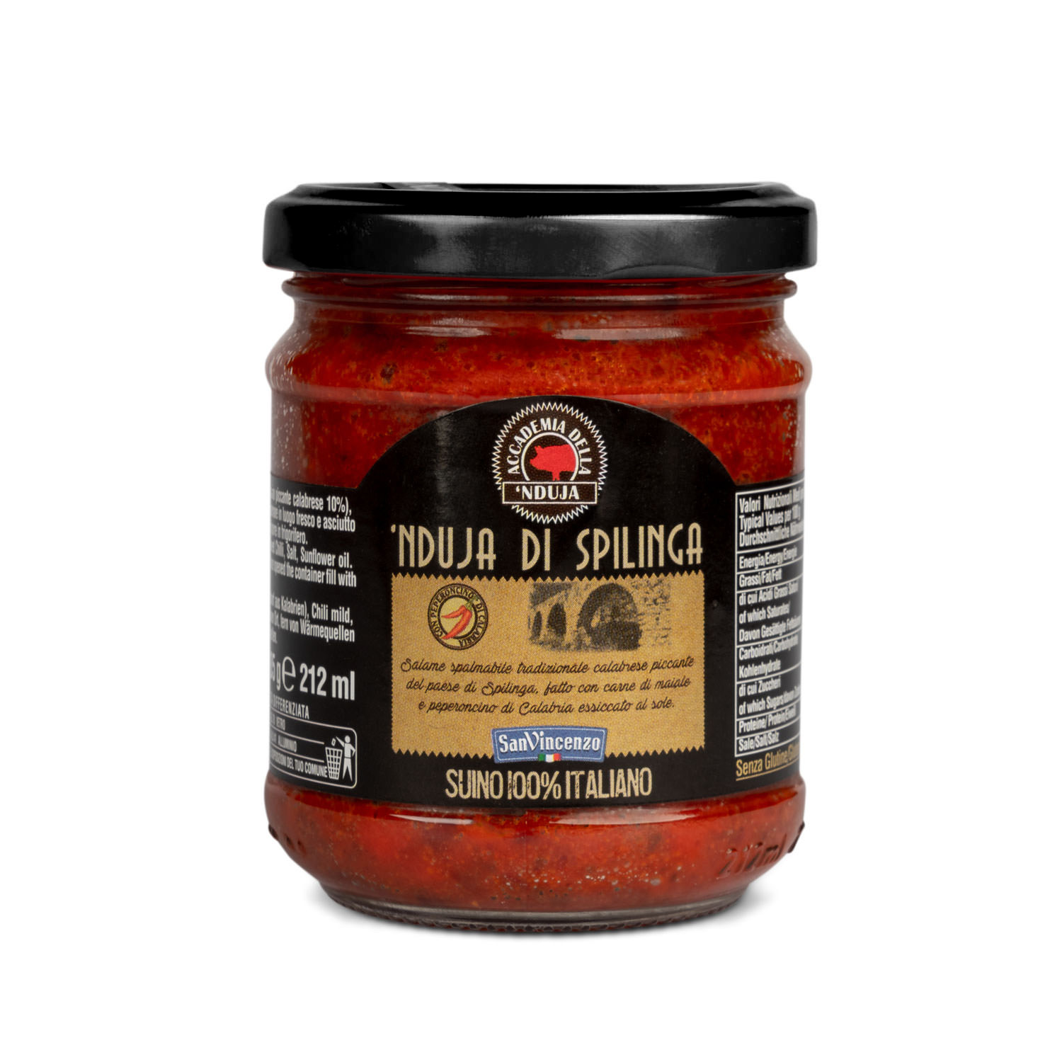 San Vincenzo Nduja di Spilinga ital. Streichsalami im Glas (185 g)