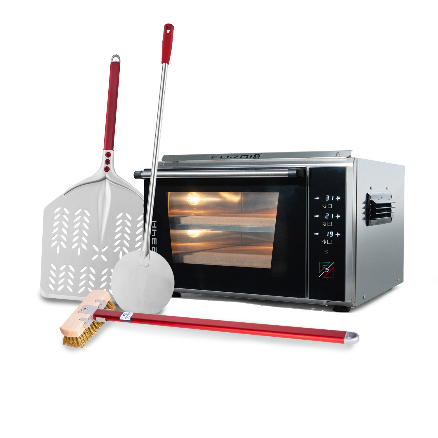 EFFEUNO P234H 509 Pro EP Elektro Pizzaofen (2 Ebenen) Bundle (4-tlg.)