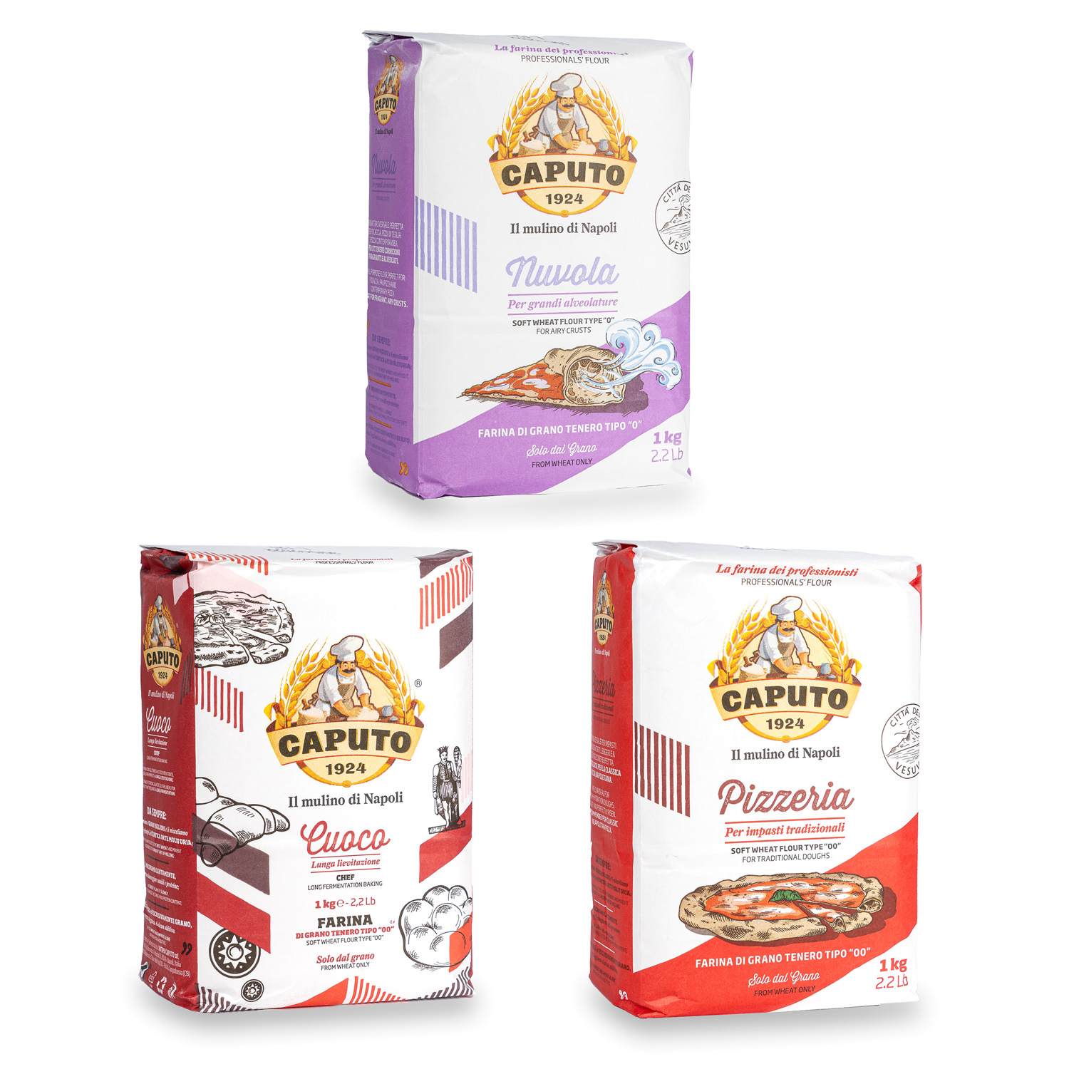 Caputo Pizzamehl Nuvola; Pizzeria & Cuoco Probier-Set (3x 1kg)