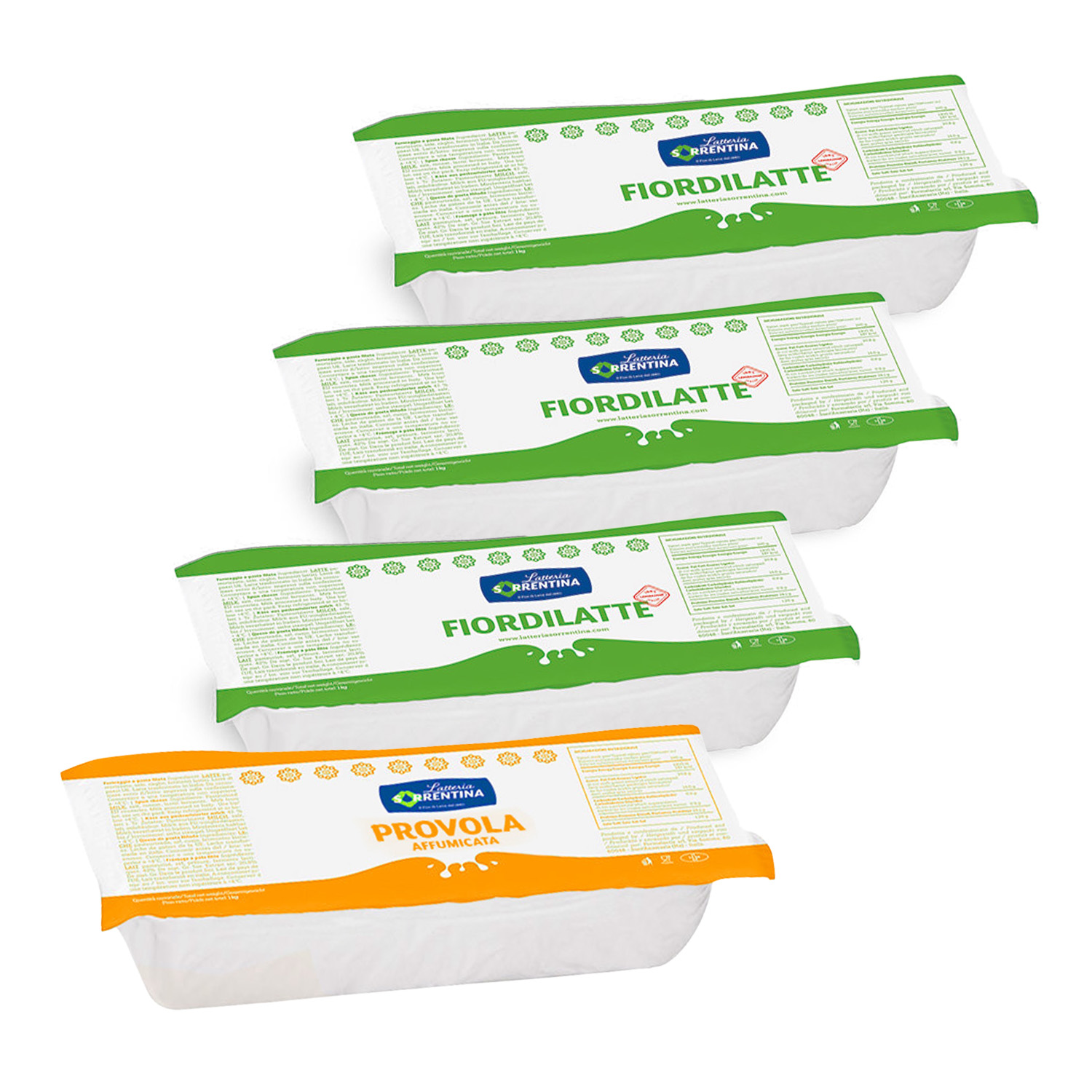 Latteria Sorrentina Fior di Latte Spar-Set, 3 kg (Fior di Latte Stange) + 1 kg (Provola)